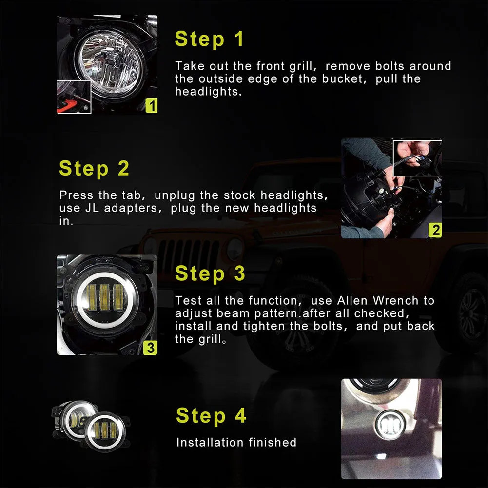 2pcs/set 4 inches 30 watts 6000K for jeep LED Angel Eye Fog Lamp