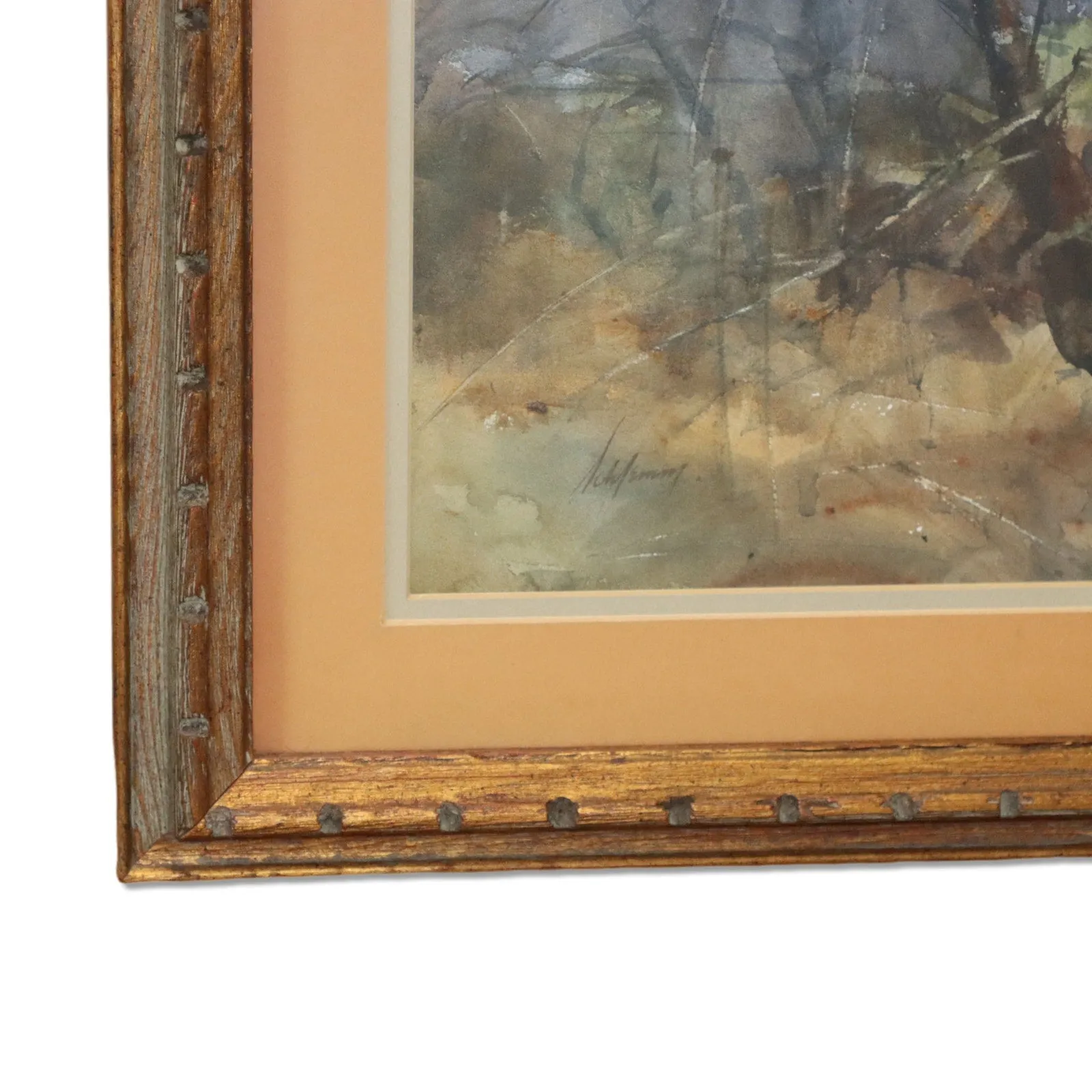 Betty Lou Schlemm "Sentinels" Large Original Watercolor 30x25 Framed 1969