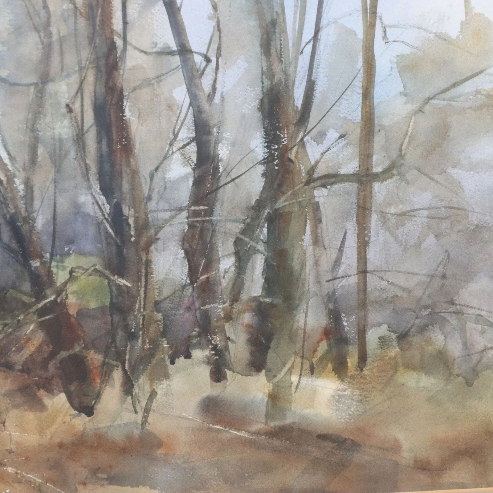 Betty Lou Schlemm "Sentinels" Large Original Watercolor 30x25 Framed 1969