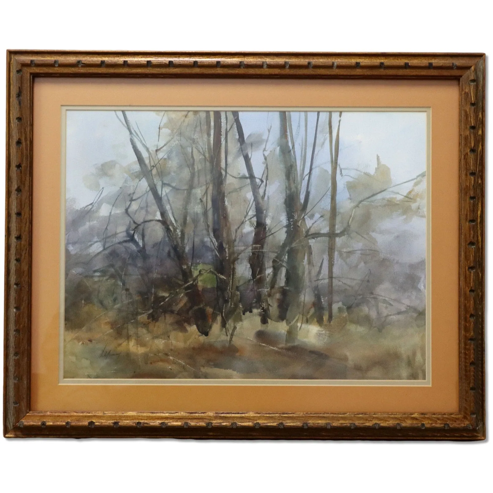 Betty Lou Schlemm "Sentinels" Large Original Watercolor 30x25 Framed 1969