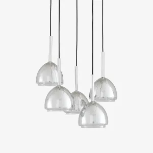 Chrome Bell Suspended Ceiling Light 5 Cables