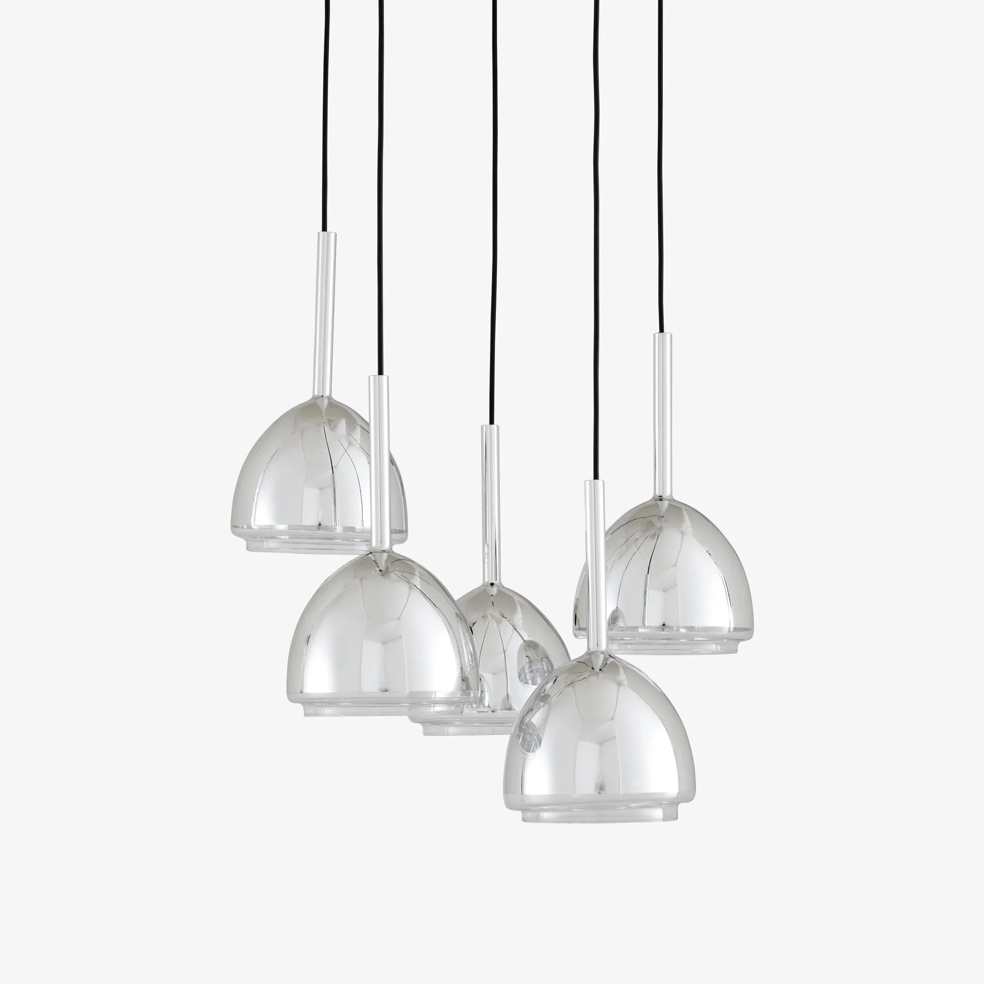 Chrome Bell Suspended Ceiling Light 5 Cables