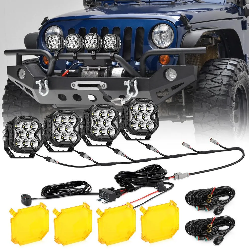 CUBE-Z Series 4 Inch LED Pod Lights Off Road Lights with White DRL & Amber Turn Signal Lights