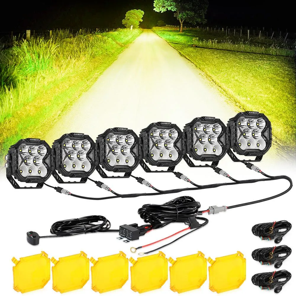 CUBE-Z Series 4 Inch LED Pod Lights Off Road Lights with White DRL & Amber Turn Signal Lights