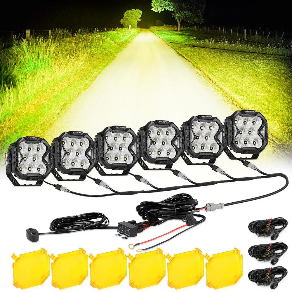 CUBE-Z Series 4 Inch LED Pod Lights Off Road Lights with White DRL & Amber Turn Signal Lights