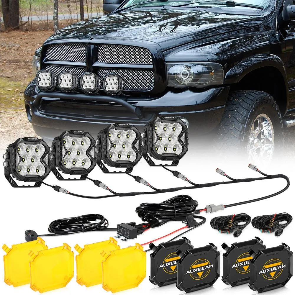CUBE-Z Series 4 Inch LED Pod Lights Off Road Lights with White DRL & Amber Turn Signal Lights