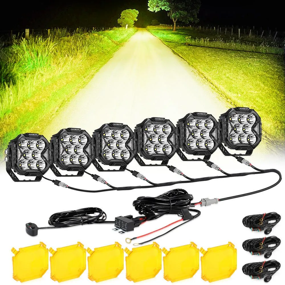 CUBE-Z Series 4 Inch LED Pod Lights Off Road Lights with White DRL & Amber Turn Signal Lights