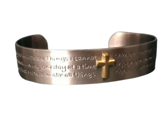 Engraved open cuff Bangle Christian Prayer Encouragement Magnetic Bracelet