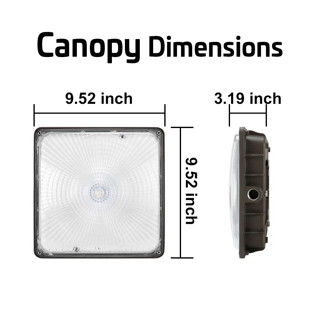 Konlite LED Canopy Area Light - 40W - 5,450 Lumens - 5000K - Non-Dimmable -120-277V - 100W Equal
