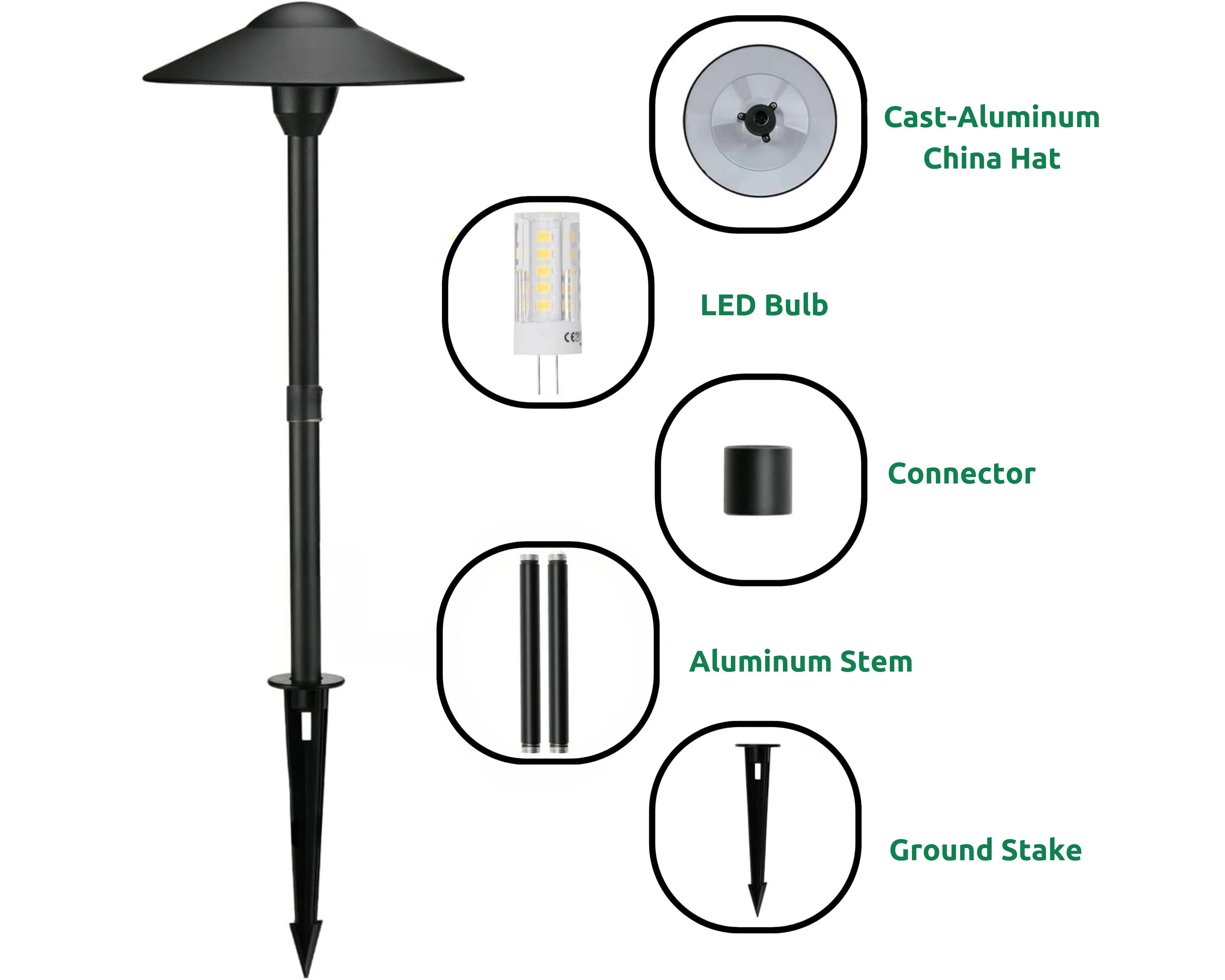Lumina Lighting® 3W Low Voltage LED Pathway Lights 12V Replaceable LED Bulb Included (Black, 2-Pack)