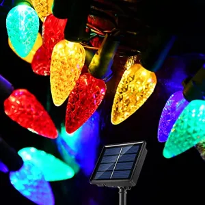 NA SGLspeed C6 Strawberry Solar Decorative Lights Christmas Outdoor, 50LED Christmas Solar Garden Lights 23FT Solar Xmas Tree Lights for Home Kitchen Decor - Multicolor