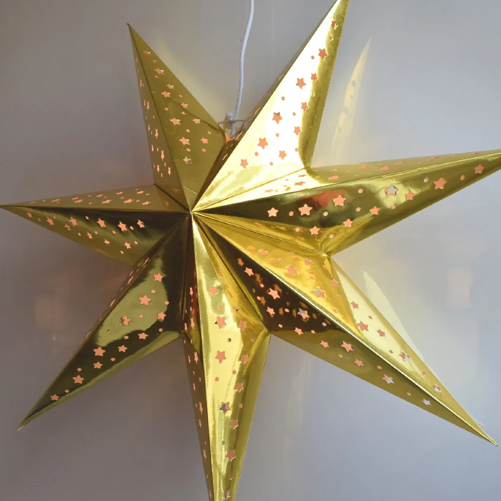 Paper Star Lantern Decoration (22 inch Galaxy Gold 7-Point Shining Star)