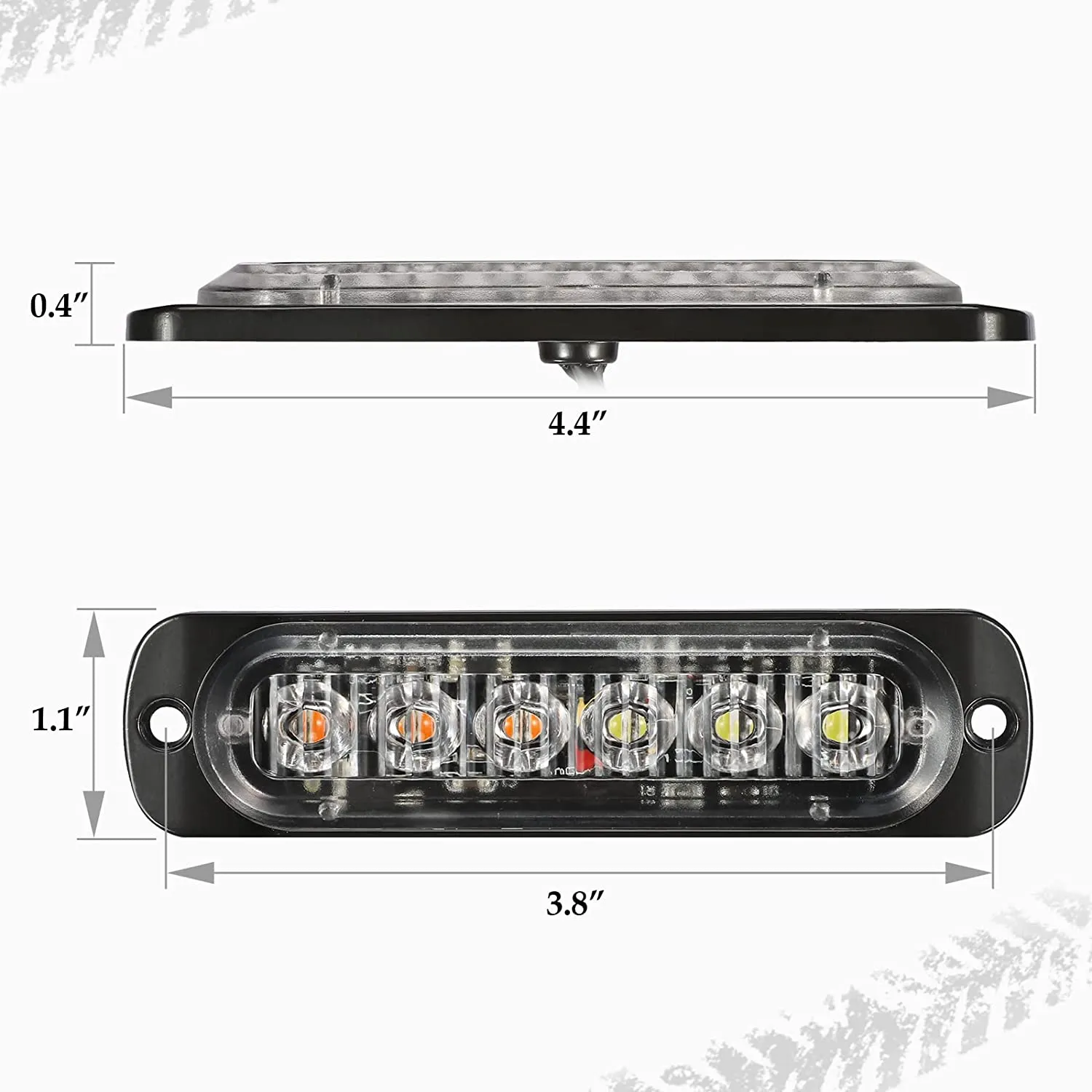 Partsam 10pcs LED Emergency Strobe Lights, Amber White 6LED Warning Flashing Light Lamps, Caution Construction Hazard Light for Truck Car Vehicle Van Off Road ATV SUV, Surface Mount,12V