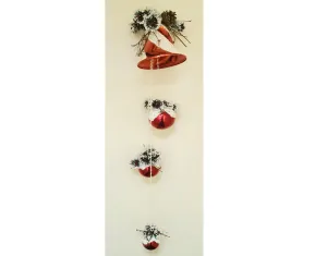 Red and white bell with baubles