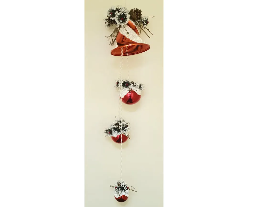 Red and white bell with baubles