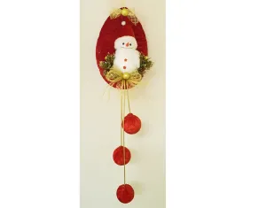 Snowman on red perch