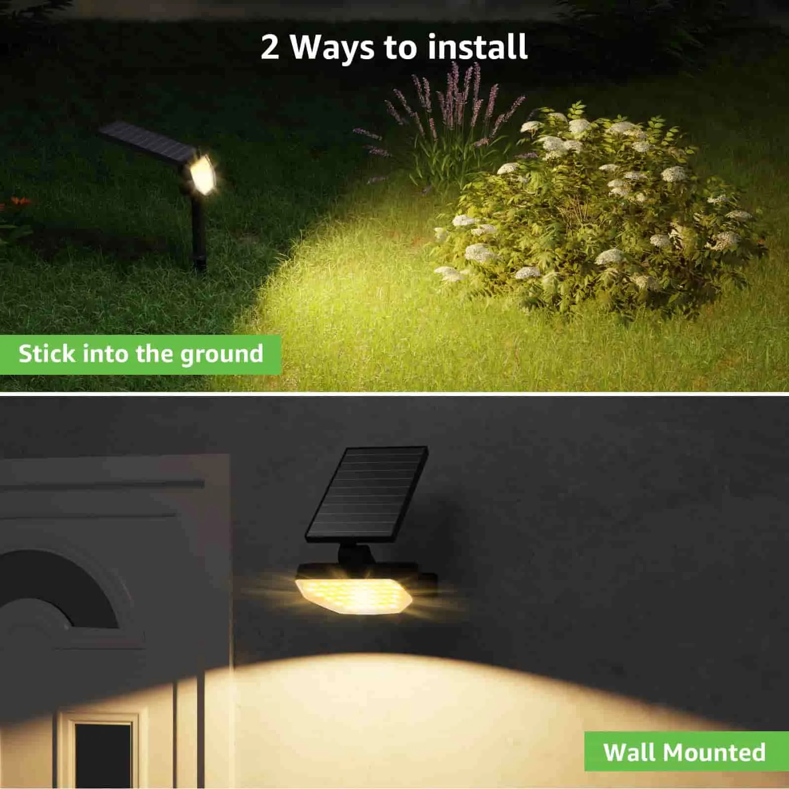 Solar 3000K Warm WhiteSpotlights Outdoor IP65 Waterproof,(4Pack)