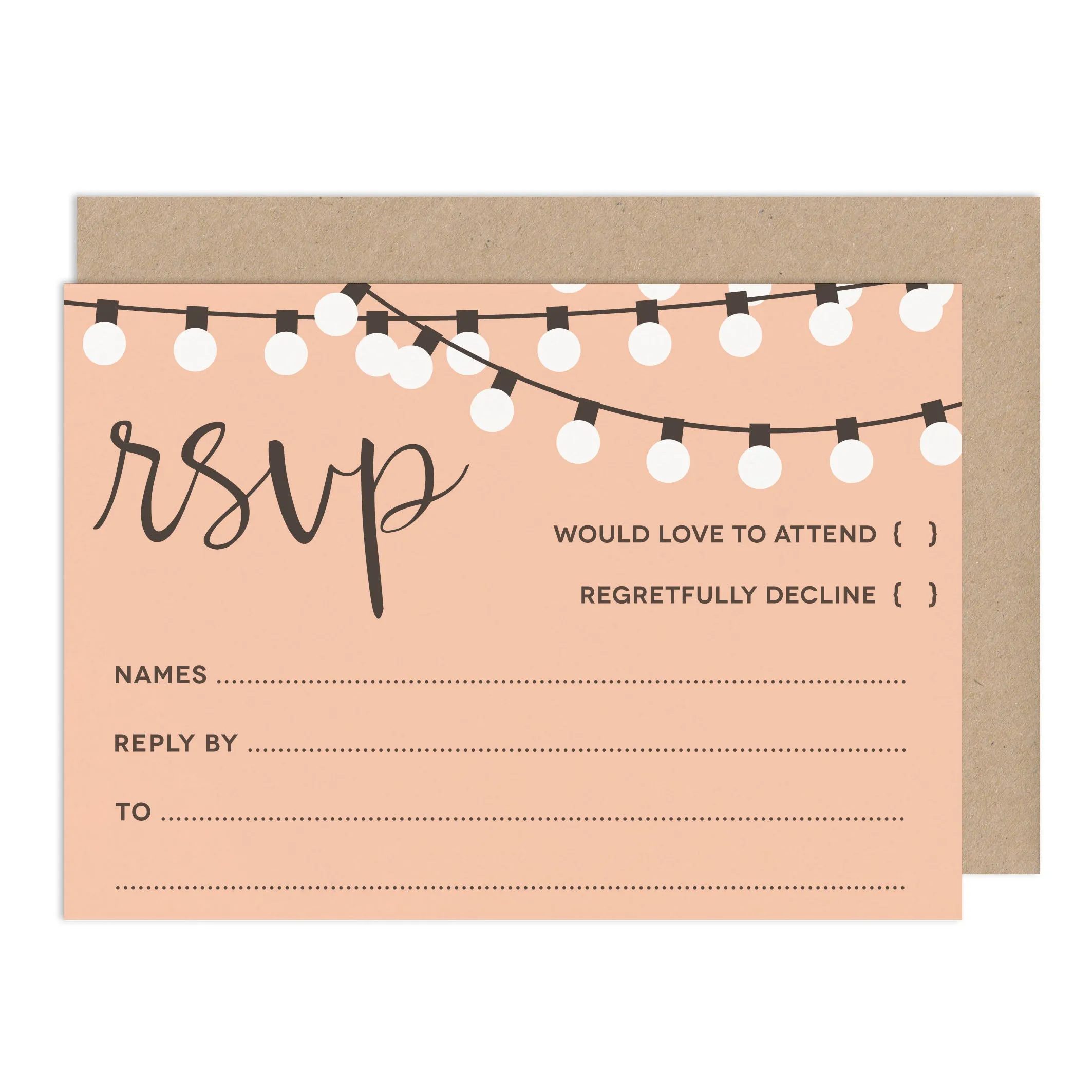 String Lights Ready To Write Wedding Stationery