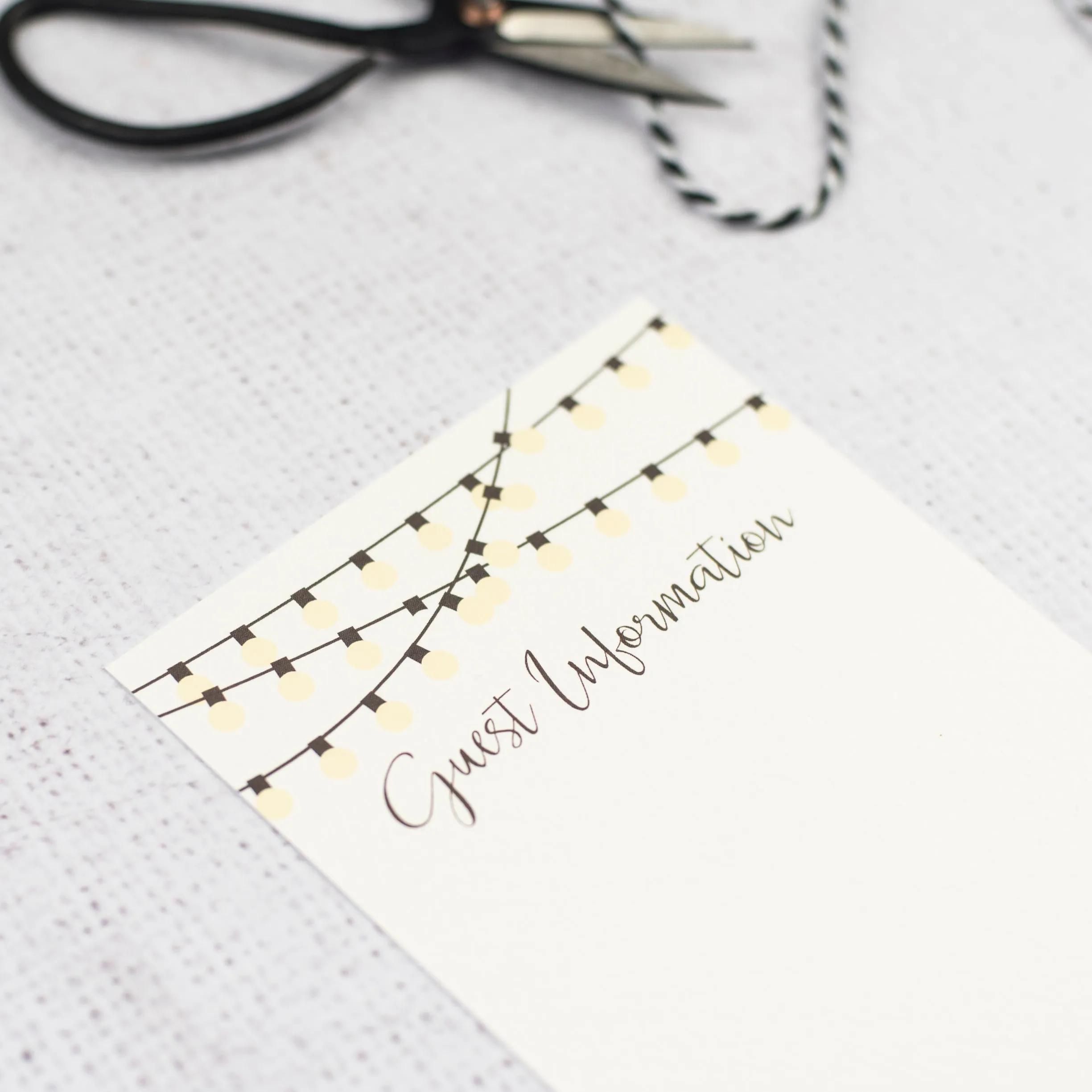 String Lights Ready To Write Wedding Stationery
